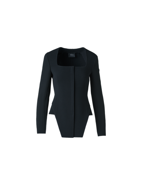 Taillierte Woll Doubleface Jacke Trapez Detail