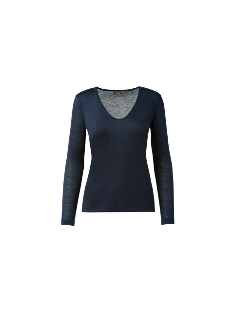 Shirt aus Kaschmir und Seide mit V-Ausschnitt