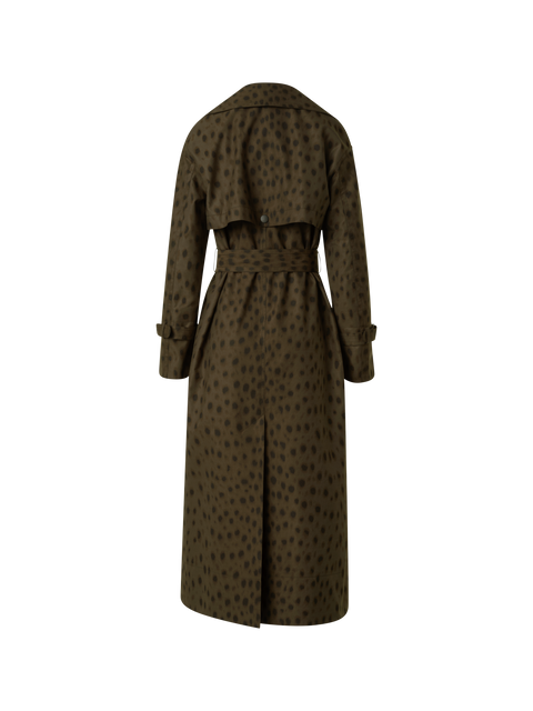 Langer Trench Mantel in Leopard Print