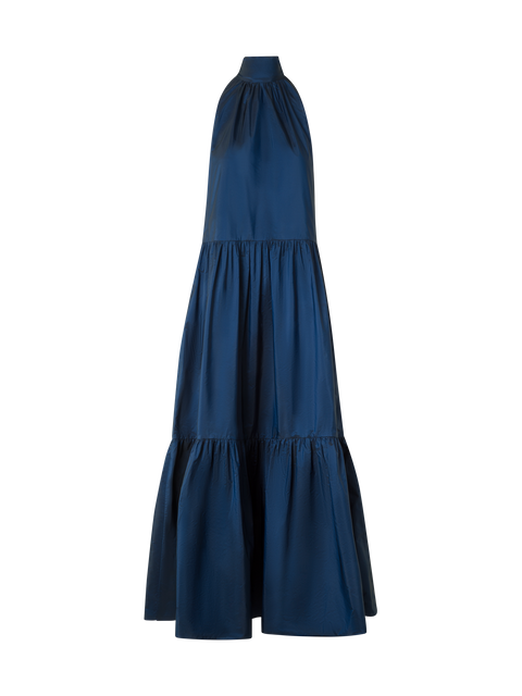 Träger-Maxikleid aus gestuftem Techno-Taft