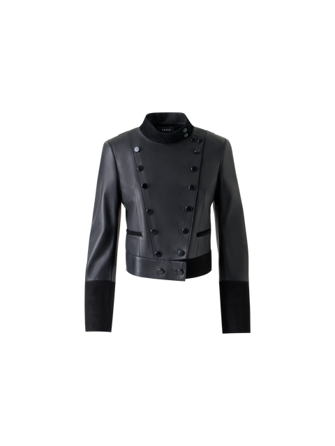 Kurze Taillierte Leder Doppelreiher Jacke