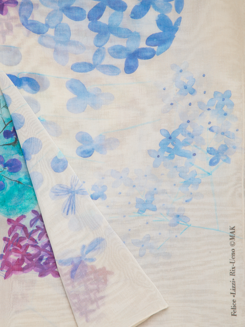 Baumwoll-Seiden-Schal mit Denim Blossom Druck