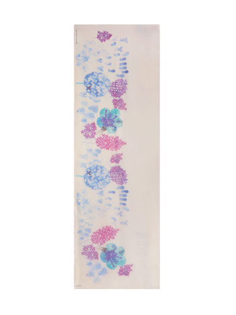 Baumwoll-Seiden-Schal mit Denim Blossom Druck
