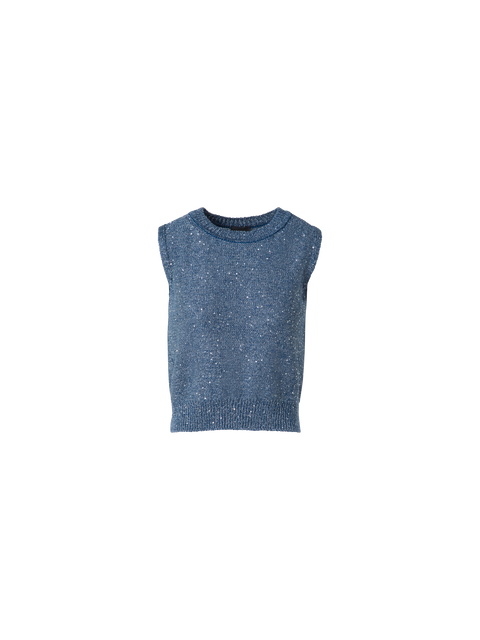 Leinen-Baumwoll-Stricktop mit Pailletten