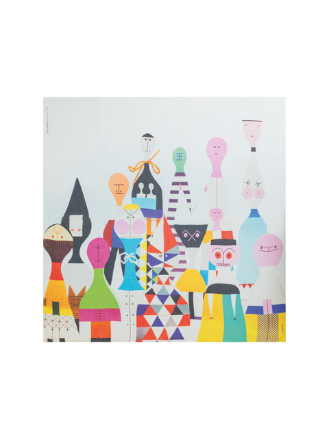 Wooden Dolls Druck Schal aus Baumwoll-Seide