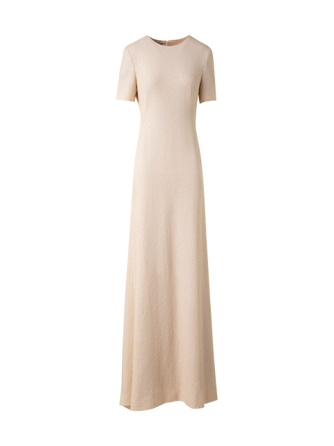 Langes Pailletten-Abendkleid mit kurzen Ärmeln