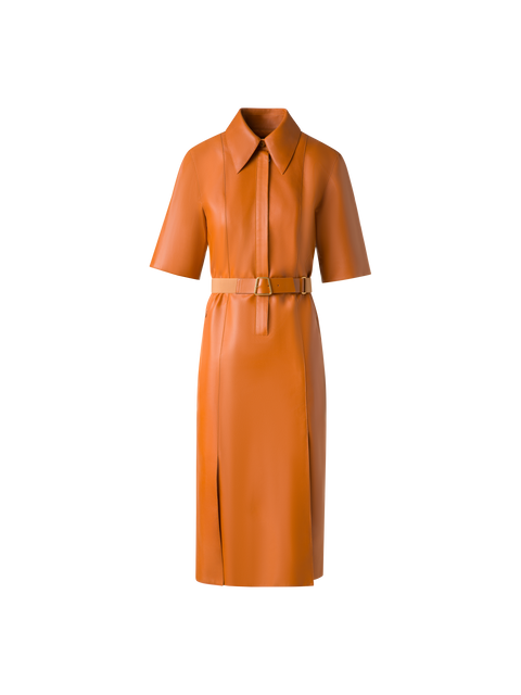 Kurzarm-Hemdkleid aus Leder