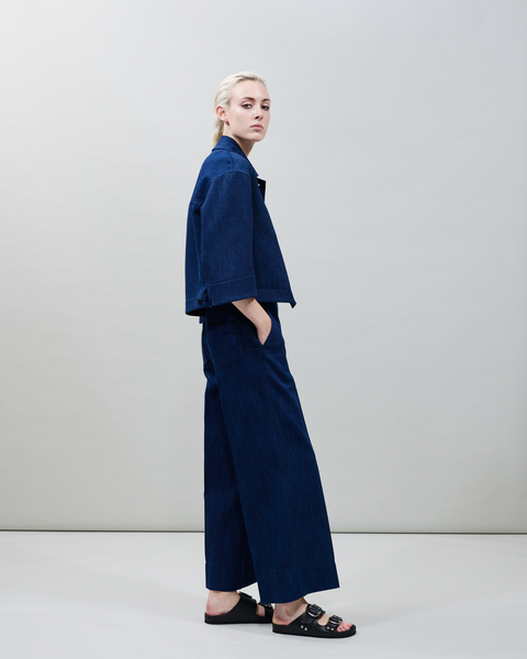 Cropped Weite Baumwoll-Jeans