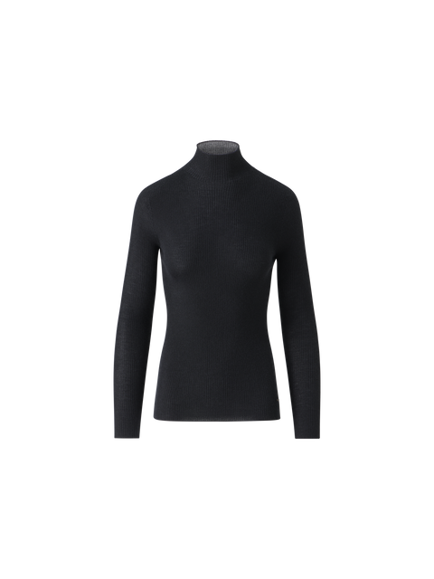 Kaschmir-Seiden-Strickpullover mit Stehkragen