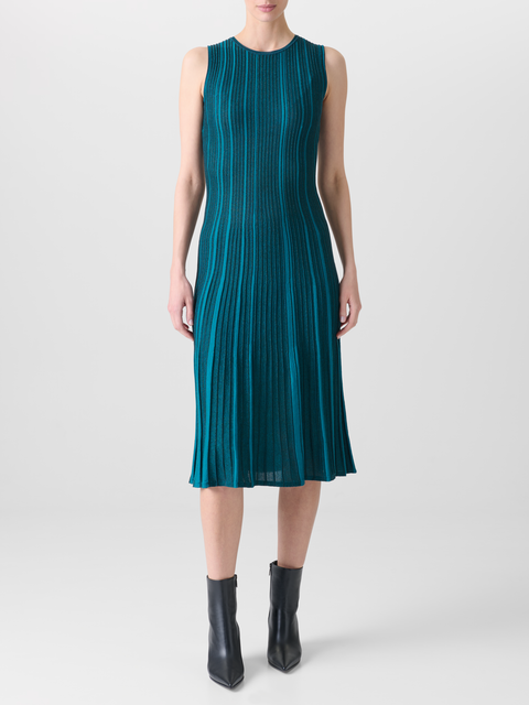 Ärmelloses Strickkleid aus Seiden-Ripp-Lurex