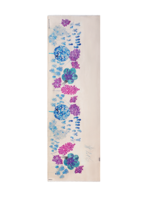 Kaschmirschal mit Denim Blossom Druck