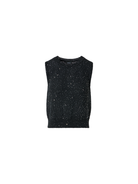 Leinen-Baumwoll-Stricktop mit Pailletten
