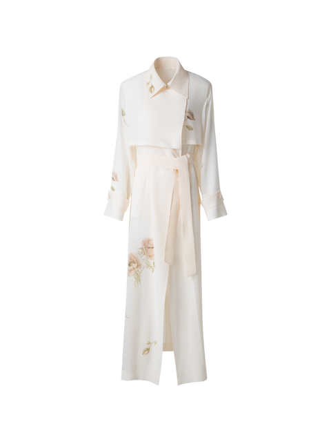 Trenchcoat aus Seide mit Anemone Druck
