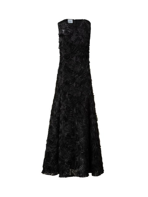 Flared Midikleid mit 3D Carnation Stickerei