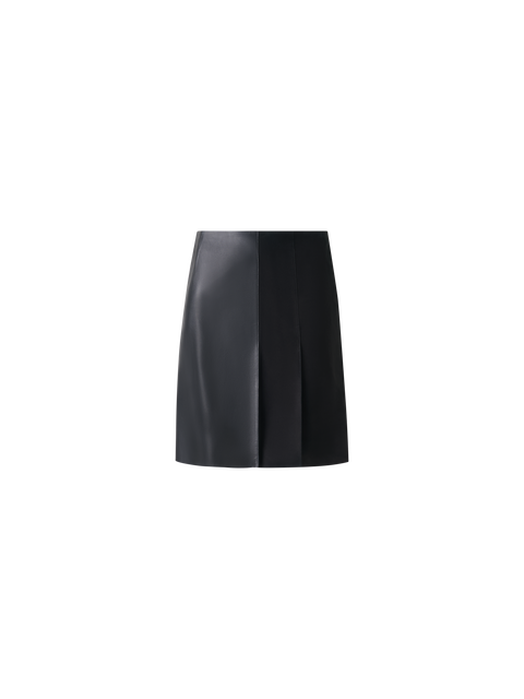 Halbplissierter Leder und Velours Minirock