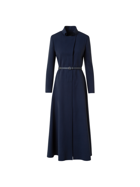 Woll Doubleface Midi Hemd-Kleid mit Gürtel