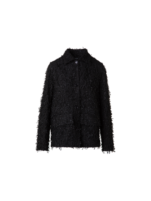Oversize Jacke mit Micro-Pailletten und Fransen