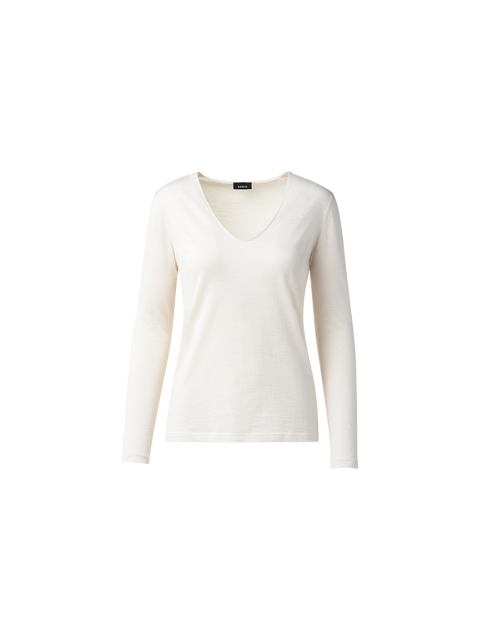 Shirt aus Kaschmir und Seide mit V-Ausschnitt
