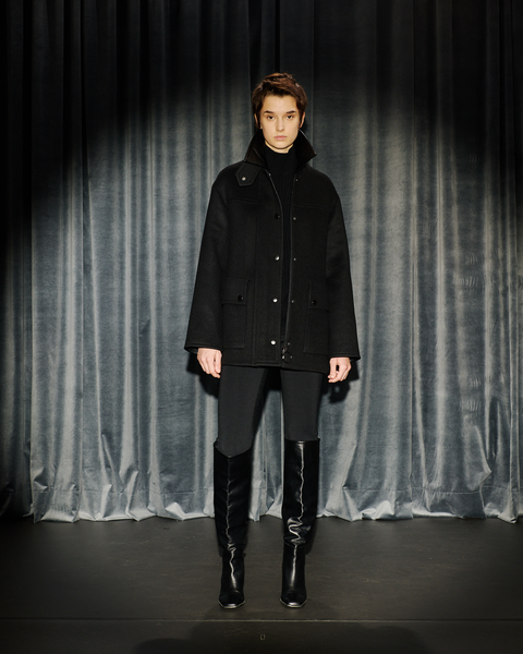 Gewalkte Woll-Jacke  mit Lederimitat Kragen