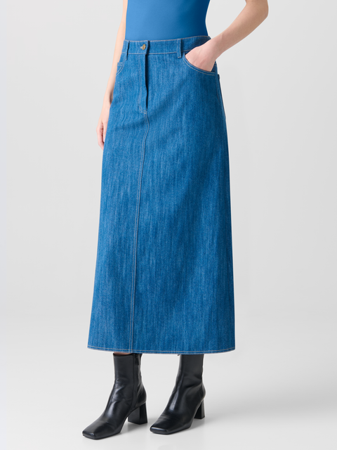 Midi-Bleistiftrock aus Baumwoll-Denim