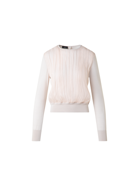 Pullover mit Seiden-Chiffon-Front