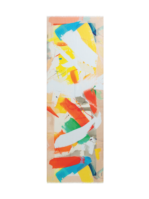 Kaschmirseidenschal mit Stroke on Paper Druck
