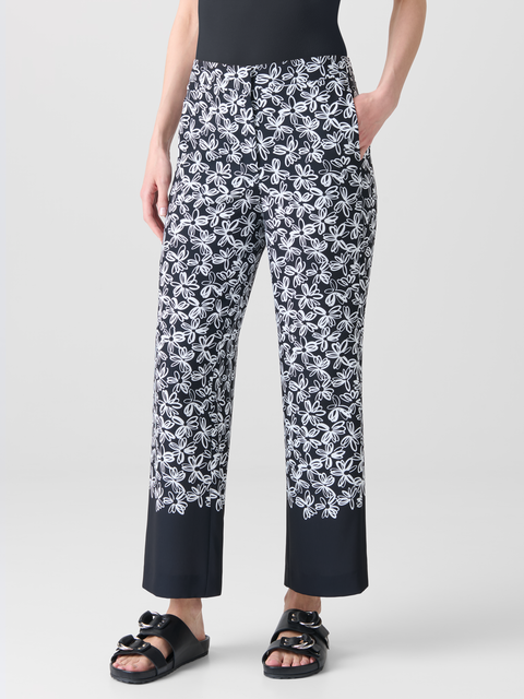Weite Hose mit elastischem Bund und Daisy Druck