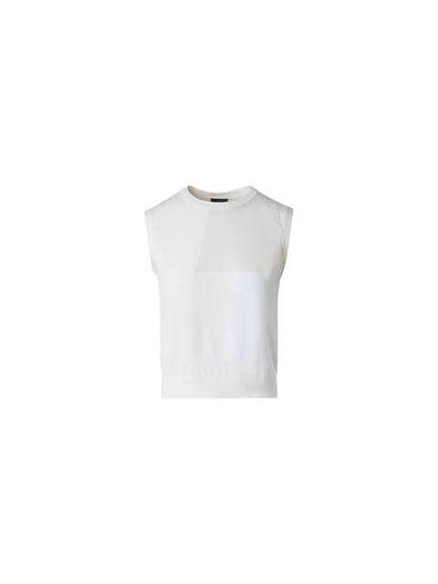 Baumwoll-Strick-Top mit Trapez-Jacquard