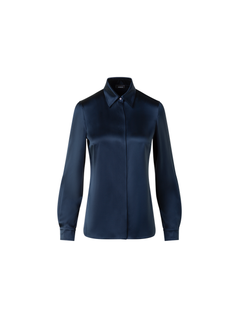 Stretch-Seidensatin Hemdbluse