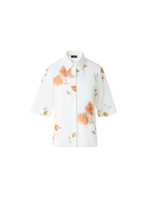 Boxy Baumwoll-Bluse mit Anemone Druck