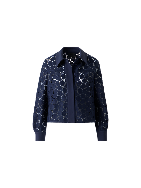 Boxy Hemdjacke in Lapis Lazuli Stickerei