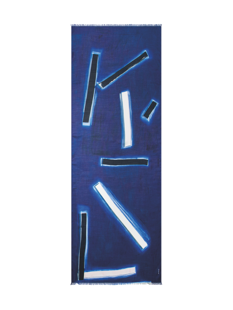 Kaschmirseidenschal mit Blue Angel Druck