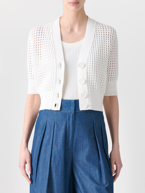 Kurzer Cardigan aus grobem Baumwollmesh