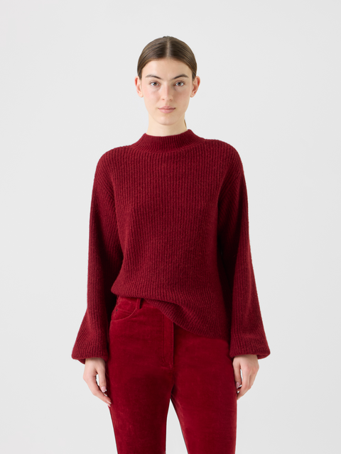 Alpaka Wolle Strick Pullover mit weitem Ärmel