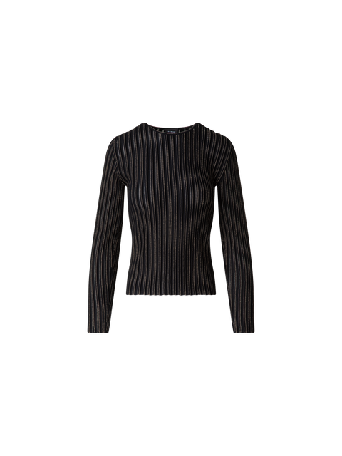 Woll-Seiden-Pullover mit Lurex-Streifen