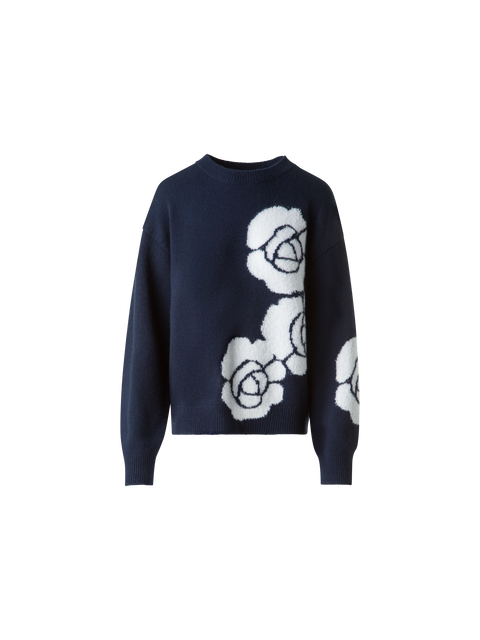 Kaschmir-Seiden-Pullover mit Anemone Intarsie
