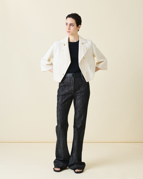 Baumwoll-Denim-Schlaghose mit hoher Taille