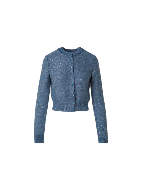 Leinen-Baumwoll-Cardigan mit Mikropailletten