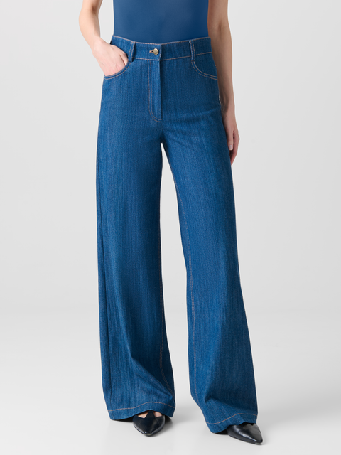 Weite Hose aus Baumwoll-Denim-Stretch