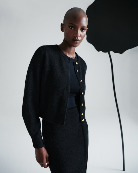 Gerippte Kaschmir-Strickjacke