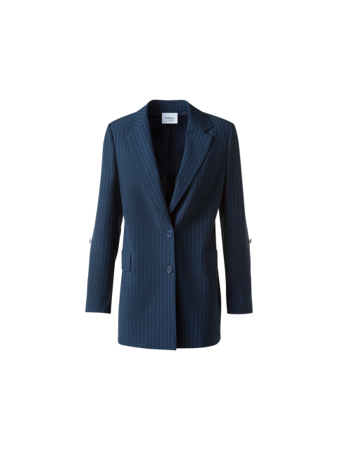 Boyfriend-Blazer aus gestreifter Cool Wool