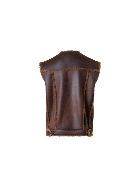 Oversized Lammfellimitat Biker Gilet