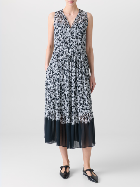 Ärmelloses Midikleid mit Blumendruck