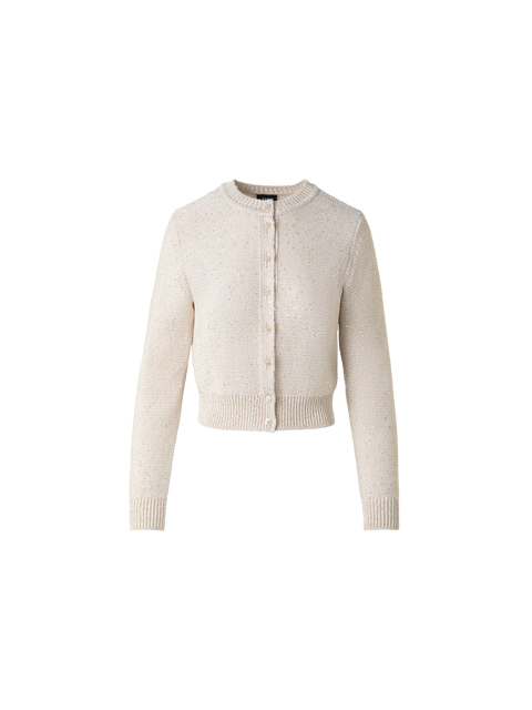 Leinen-Baumwoll-Cardigan mit Micro-Pailletten