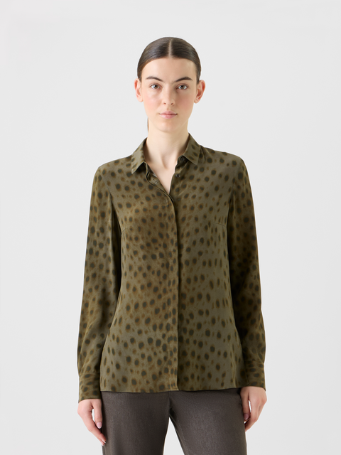 Seidenbluse im Leopard Print