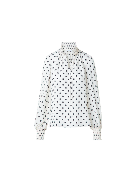 Boho Seidenbluse mit Polka Dots