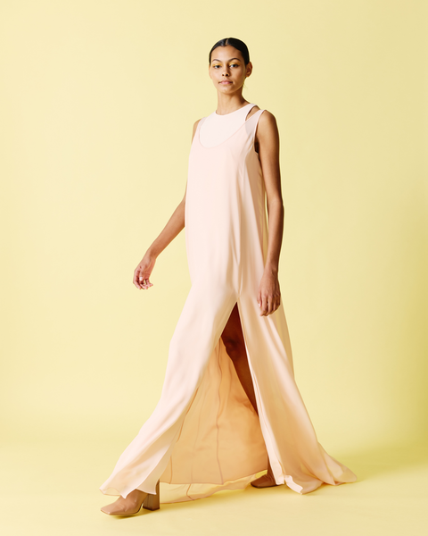 Langes Double-Layer-Seidenkleid