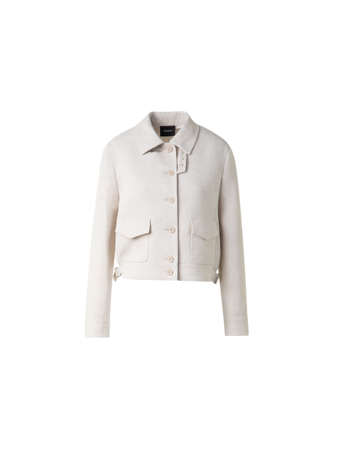Kurze Blousonjacke aus Leinen-Doubleface