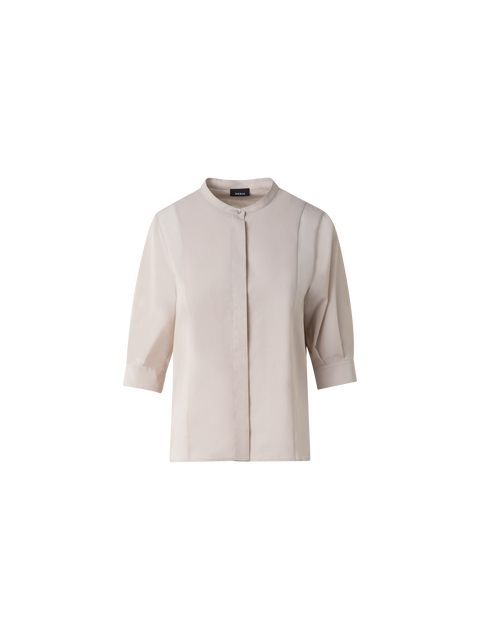 Baumwollbluse mit transparenten Volumenärmeln