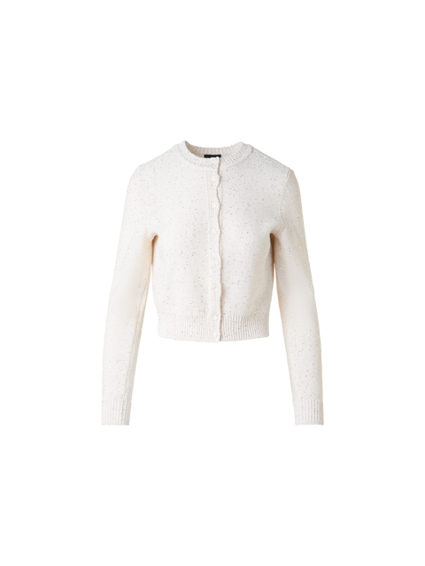 Leinen-Baumwoll-Cardigan mit Micro-Pailletten